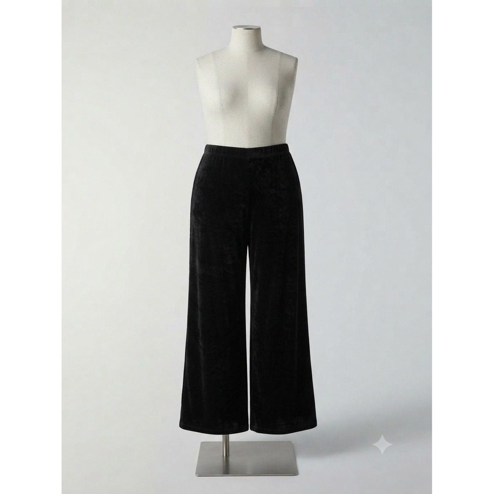 Old Navy ONLY‎ Black Velour Wide Leg Lounge Pants Womens 2XL Elastic Waist Plush